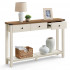 VASAGLE Masa tip consola cu 3 sertare si raft inferior, MDF si lemn masiv cu aspect hambar, 120x24x76 cm, alb rustic si maro [5]