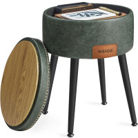 VASAGLE Taburet cu spatiu de depozitare, tapitat PU, cu 2 fete, diametru 32 cm, verde VASAGLE Taburet cu spatiu de depozitare, tapitat PU, cu 2 fete, diametru 32 cm, verde