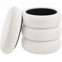 SONGMICS Taburet decorativ cu sezut moale, compartiment ascuns 30 L si capac detasabil, capacitate 150 kg, 43x47 cm, alb