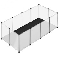 SONGMICS Tarc animale mici modular cu placi de baza si covoras impermeabil, 143x73x46 cm, transparent
