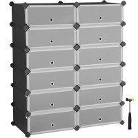 SONGMICS Etajera pantofi 83x31x105 cm, 12 compartimente modulare cu usi rabatabile, negru si alb SONGMICS Etajera pantofi 83x31x105 cm, 12 compartimente modulare cu usi rabatabile, negru si alb