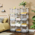 SONGMICS Biblioteca modulara cu 12 compartimente, rafturi cubice din plastic, montaj rapid, 93x31x123 cm, alb transparent [6]