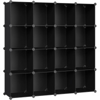 SONGMICS Unitate de depozitare cu 16 cuburi, pentru pantofi sau haine, personalizabil, 31x123x123 cm, negru