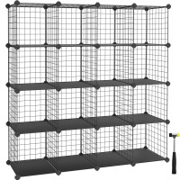 SONGMICS Organizator cu 16 cuburi modulare de depozitare, configurabil, metalic, 123x31x123cm, negru