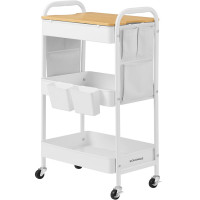 SONGMICS Raft de depozitare mobil tip carucior rulant, pentru baie sau bucatarie, cadru otel cu blat MDF, 31x44x74 cm, alb SONGMICS Raft de depozitare mobil tip carucior rulant, pentru baie sau bucatarie, cadru otel cu blat MDF, 31x44x74 cm, alb