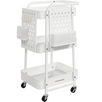 SONGMICS Raft de depozitare mobil tip carucior rulant, pentru baie sau bucatarie, cadru otel, 32x43x74 cm, alb SONGMICS Raft de depozitare mobil tip carucior rulant, pentru baie sau bucatarie, cadru otel, 32x43x74 cm, alb