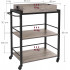 VASAGLE Carucior de servire pe roti pentru bucatarie, 3 polite, tava detasabila, stil industrial, 40x72x86cm, gri stejar [2]