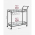 VASAGLE Carucior de servire pentru vin, suport sticle si pahare, cu 2 rafturi din sticla, 38x86x90 cm, negru [3]