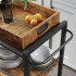 VASAGLE Carucior de servire pe roti pentru bucatarie, 3 polite, tava detasabila, stil industrial, 40x72x86cm, maro rustic [6]