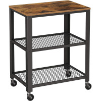 VASAGLE Carucior de servire pe roti, cu polite, pentru bucatarie, 40x60x77cm, industrial, maro rustic VASAGLE Carucior de servire pe roti, cu polite, pentru bucatarie, 40x60x77cm, industrial, maro rustic