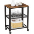 VASAGLE Carucior de servire pe roti, cu polite, pentru bucatarie, 40x60x77cm, industrial, maro rustic [8]