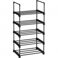 SONGMICS Raft pentru pantofi 5 niveluri, suport metalic modular, pana la 10 perechi incaltaminte, 45x30x90 cm, negru
