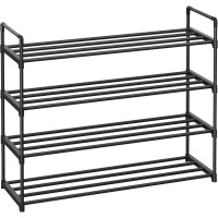 SONGMICS Suport pentru pantofi cu 4 nivele, structura metalica, pentru 16-20 perechi, 92x30x74 cm, negru