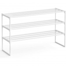 SONGMICS Suport pentru pantofi cu 3 nivele, structura metalica, pentru 12-15 perechi, 92x30x55cm, alb