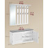 VASAGLE Cuier hol cu pantofar si oglinda, piese separate, 10 carlige duble, banca cu sezut captusit, PAL, 101x40 cm, alb [2]