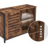 VASAGLE Comoda cu usi glisante pentru bucatarie sau living, cadru metalic, stil industrial, 100x35x70 cm, maro rustic [6]