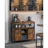 VASAGLE Comoda pentru living sau bucatarie, cu 2 usi glisante, rafturi reglabile, stil rustic, 33x100x80cm, maro si negru [2]