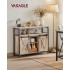 VASAGLE Comoda pentru living sau bucatarie, cu 2 usi glisante, rafturi reglabile, stil rustic, 33x100x80 cm, maro [9]