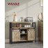 VASAGLE Comoda pentru living sau bucatarie, cu 2 usi glisante, rafturi reglabile, stil rustic, 33x100x80 cm, maro natur [2]