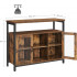 VASAGLE Comoda tip bufet, cu 2 usi cu sticla, rafuri reglabile, stil industrial, 100x35x80cm, maro rustic [5]