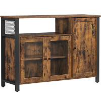 VASAGLE Dulap de depozitare tip bufet, cu 3 usi, stil industrial, 110x33x75cm, maro rustic si negru VASAGLE Dulap de depozitare tip bufet, cu 3 usi, stil industrial, 110x33x75cm, maro rustic si negru