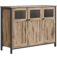 VASAGLE Dulap bucatarie cu 3 usi, rafturi reglabile, cadru metalic, stil industrial, 100x35x75 cm, maro VASAGLE Dulap bucatarie cu 3 usi, rafturi reglabile, cadru metalic, stil industrial, 100x35x75 cm, maro