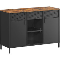 SONGMICS Dulap metalic cu 2 usi si polite reglabile, otel si PAL, stil industrial, 40x110x76 cm, maro rustic SONGMICS Dulap metalic cu 2 usi si polite reglabile, otel si PAL, stil industrial, 40x110x76 cm, maro rustic