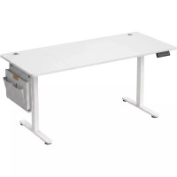 SONGMICS Birou electric reglabil pe inaltime, cadru metalic, functie memorie 4 pozitii, 160x70x(72-120) cm, alb
