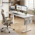 SONGMICS Birou electric reglabil pe inaltime, cadru metalic, functie memorie 4 pozitii, 160x70x(72-120) cm, alb [8]