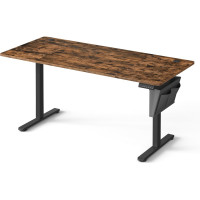 SONGMICS Birou electric reglabil pe inaltime, functie sit-stand, 4 memorii, organizator cabluri, port USB, 180x80x72-120 cm, maro rustic