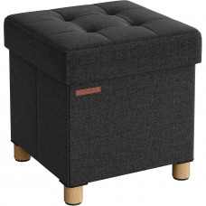 SONGMICS Taburet depozitare cu sezut confortabil, capacitate 300 kg, 37 L, 38x38x40 cm, negru SONGMICS Taburet depozitare cu sezut confortabil, capacitate 300 kg, 37 L, 38x38x40 cm, negru