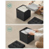 SONGMICS Taburet pliabil 30x30x30 cm, cu spatiu de depozitare, capac tapitat, MDF si imitatie in, negru [4]