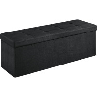 SONGMICS Bancheta pliabila cu spatiu de depozitare 110x38x38 cm, MDF si material textil, capacitate 300 kg, negru