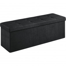 SONGMICS Bancheta pliabila cu spatiu de depozitare 110x38x38 cm, MDF si material textil, capacitate 300 kg, negru
