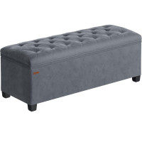 SONGMICS Banca cu spatiu de depozitare 110x40x40 cm, 103 litri, tapitata cu catifea, MDF si spuma, gri SONGMICS Banca cu spatiu de depozitare 110x40x40 cm, 103 litri, tapitata cu catifea, MDF si spuma, gri