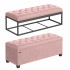 SONGMICS Bancuta depozitare cu picioare, velur matlasat, 103 litri, 110x40x40 cm, roz [2]
