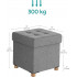 SONGMICS Taburet cu spatiu de depozitare 37 L, pliabil, sezut captusit, picioare din lemn, capacitate 300 kg, 38x38x40 cm, gri deschis [4]