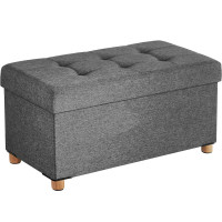 SONGMICS Taburet pliabil cu sezut moale, spatiu de depozitare, maxim 300kg, 76x38x40cm, gri inchis SONGMICS Taburet pliabil cu sezut moale, spatiu de depozitare, maxim 300kg, 76x38x40cm, gri inchis