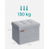 SONGMICS Taburet pliabil cu spatiu de depozitare, catifea matlasata, 31x41x31 cm, 130 kg, gri [2]