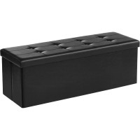 SONGMICS Banca tapitata pliabila cu lada de depozitare 120 L pentru dormitor, living si hol, sezut confortabil, tapiterie din piele ecologica, compart