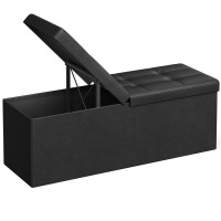 SONGMICS Taburet pliabil cu sezut moale, spatiu de depozitare 120litri, maxim 300kg, 110x38x38cm, negru SONGMICS Taburet pliabil cu sezut moale, spatiu de depozitare 120litri, maxim 300kg, 110x38x38cm, negru