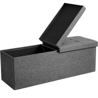 SONGMICS Taburet pliabil cu sezut moale, spatiu de depozitare 120litri, maxim 300kg, 110x38x38cm, gri