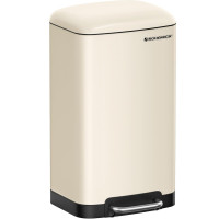 SONGMICS Cos de gunoi din otel cu pedala, 30litri, cu galeata interioara si capac, soft close, 34x61x25 cm, bej SONGMICS Cos de gunoi din otel cu pedala, 30litri, cu galeata interioara si capac, soft close, 34x61x25 cm, bej