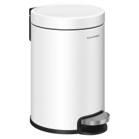 SONGMICS Cos de gunoi cu pedala, ideal pentru baie, galeata interioara detasabila, 3 litri, inchidere lenta, 17x22x25 cm, alb SONGMICS Cos de gunoi cu pedala, ideal pentru baie, galeata interioara detasabila, 3 litri, inchidere lenta, 17x22x25 cm, alb