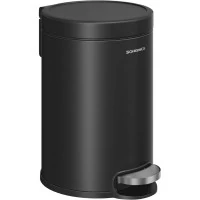 SONGMICS Cos de gunoi cu pedala 6 litri, capac soft-close si galeata interioara, otel, 26x21x28 cm, negru