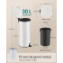 SONGMICS Cos de gunoi cu pedala, capac soft-close, galeata detasabila, otel, 30L, saci menajeri inclusi, alb [5]