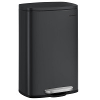SONGMICS Cos de gunoi din inox cu pedala, capac soft close si galeata interioara detasabila, 50 litri, 43x37x63 cm, negru