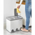 SONGMICS Cos de gunoi din otel cu 3 compartimente colectare selectiva, cu galeti interioare, 3x8litri, alb si gri [7]