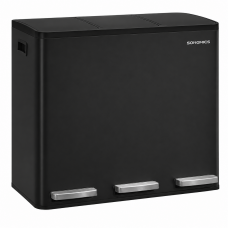 SONGMICS Cos de gunoi din inox cu 3 compartimente colectare selectiva, cu galeti interioare, inchidere lenta, 3x18 litri, negru SONGMICS Cos de gunoi din inox cu 3 compartimente colectare selectiva, cu galeti interioare, inchidere lenta, 3x18 litri, negru