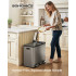 SONGMICS Cos de gunoi din inox cu 3 compartimente colectare selectiva, cu galeti interioare, inchidere lenta, 3x18 litri, gri argintiu [2]